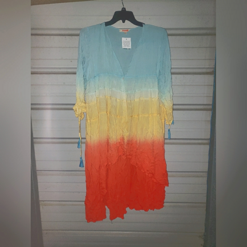 Size Large New Mazik Bohemian boho hippie ombre dress cover up 🌈 gradient